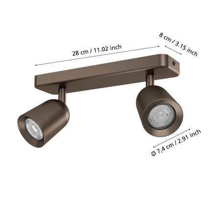 Eglo - Spotlampa 2xGU10/10W/230V, brons