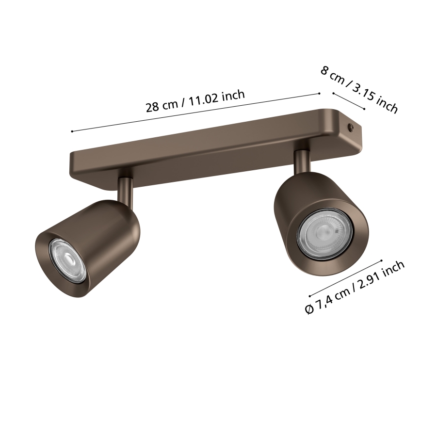 Eglo - Spotlampa 2xGU10/10W/230V, brons