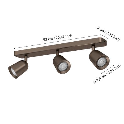 Eglo - Spotbelysning 3xGU10/10W/230V brons