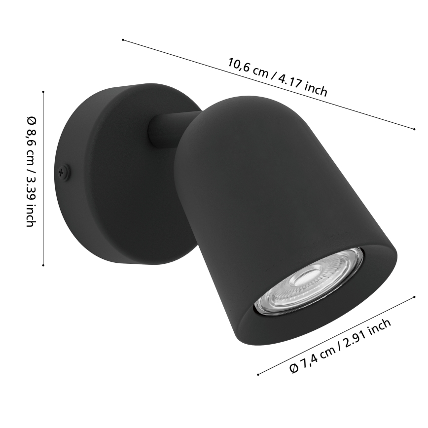 Eglo - Väggspotlight 1xGU10/5W/230V svart