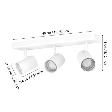 Eglo - Badrumsspotlight 3xGU10/5W/230V IP44 vit