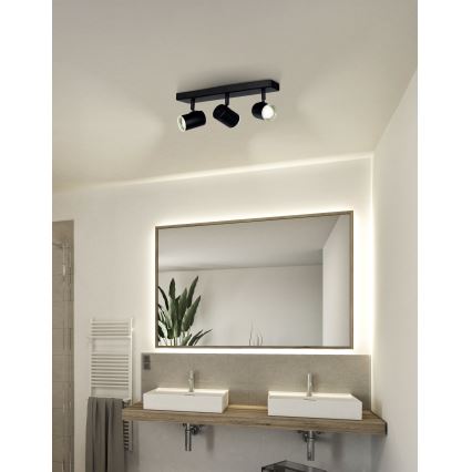 Eglo - Badrumsspotlight 3xGU10/5W/230V IP44 svart