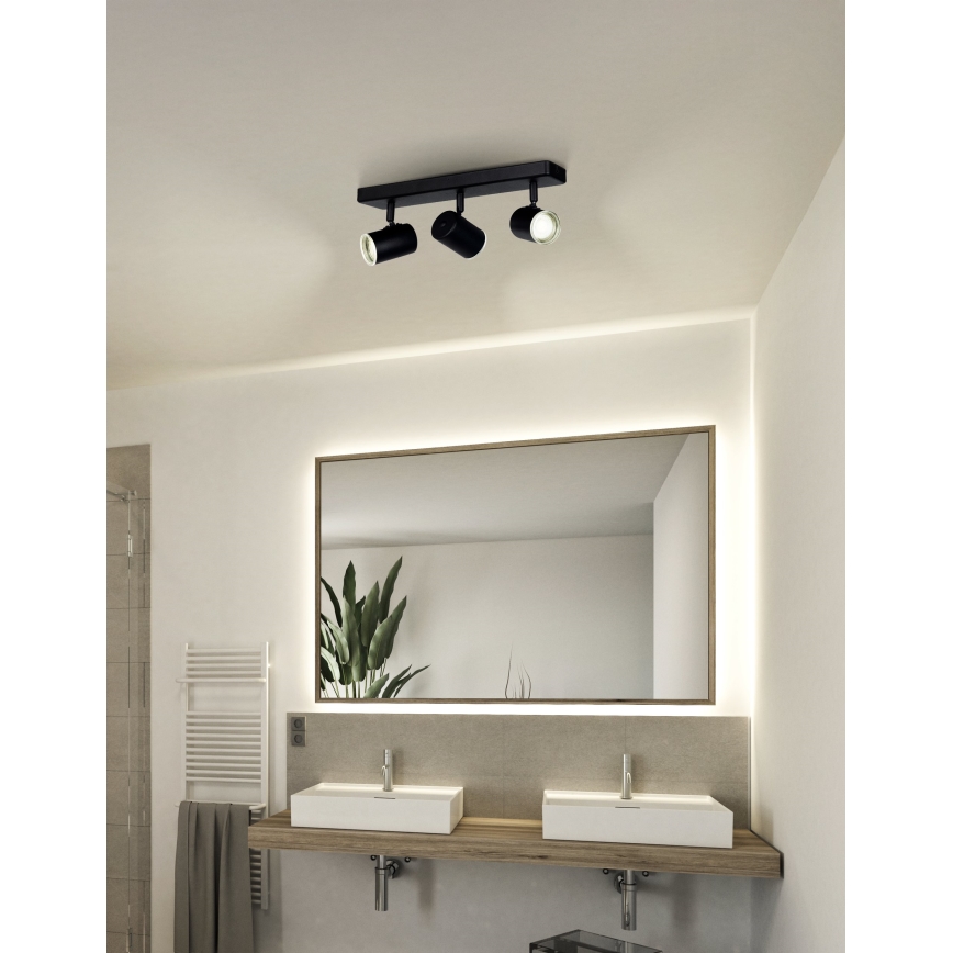 Eglo - Badrumsspotlight 3xGU10/5W/230V IP44 svart