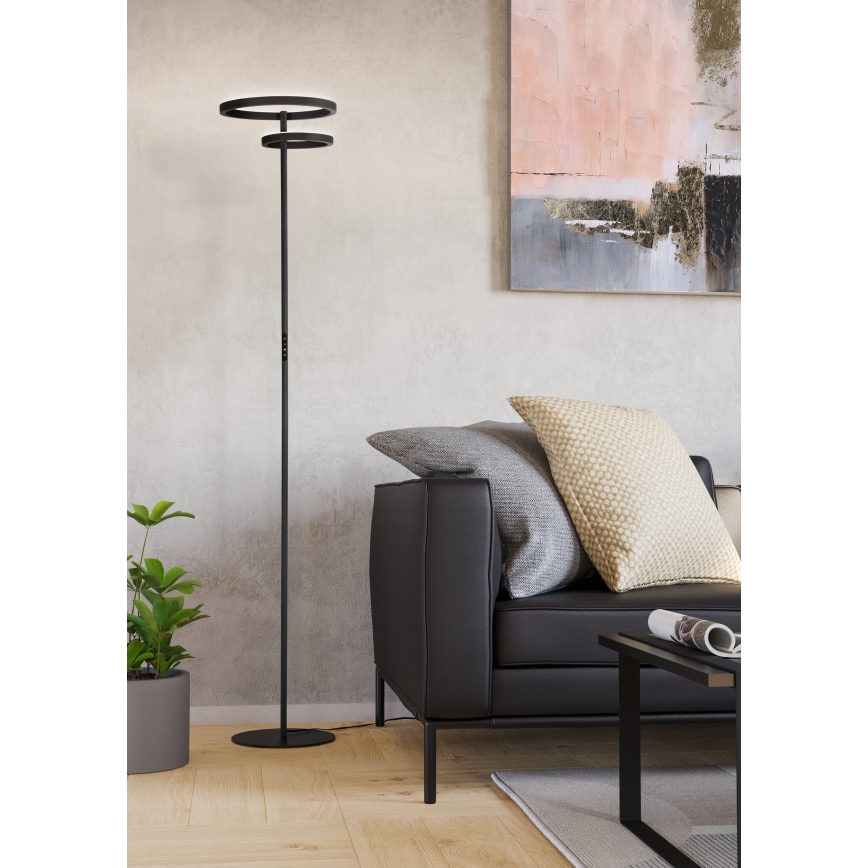 Eglo - Dimbar golvlampa LED/16W/230V + LED/12W svart