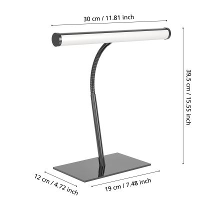 Eglo - Dimbara beröringsstyrd LED-bordslampa, LED/5W/230V, 2700/4000/6500K, svart krom