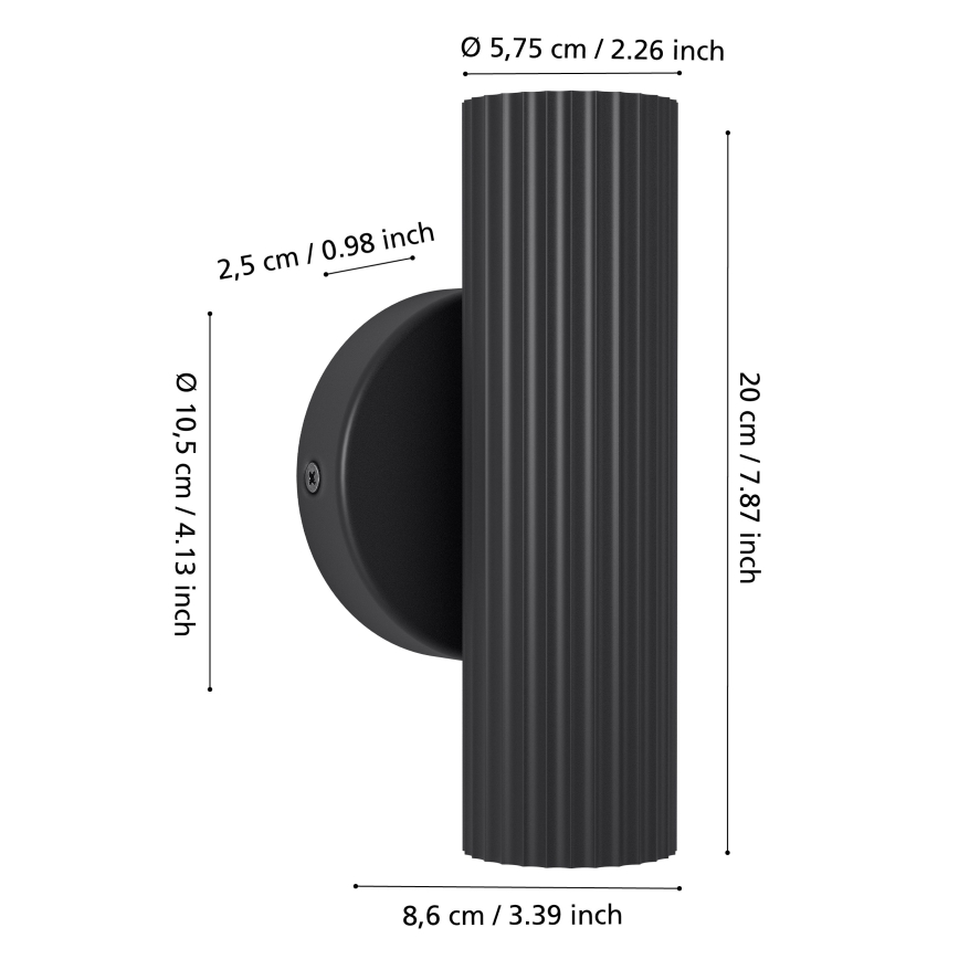 Eglo - Vägglampa 2xGU10/5W/230V svart