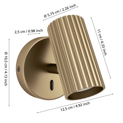 Eglo - Väggspotlight 1xGU10/5W/230V, guldfärgad