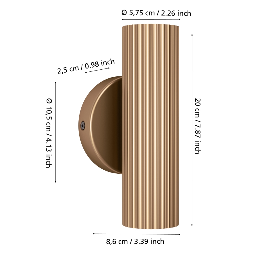 Eglo - Vägglampa 2xGU10/5W/230V guldfärgad