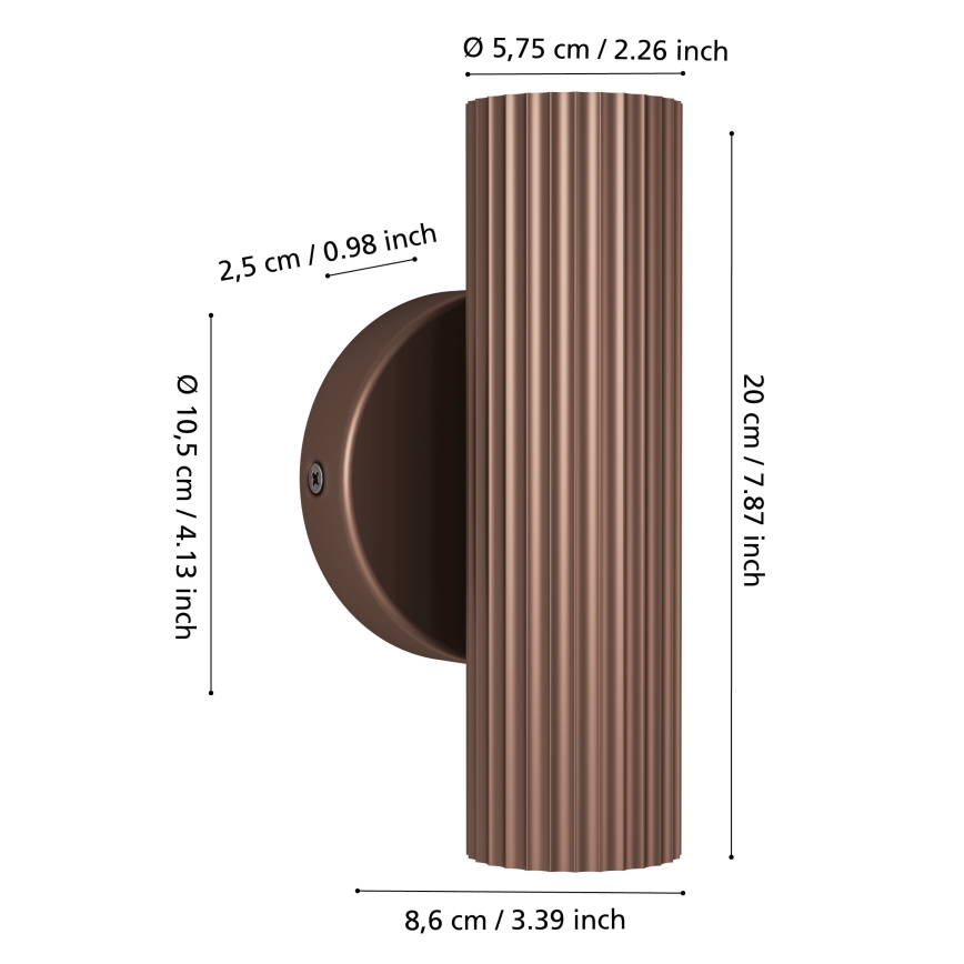 Eglo - Vägglampa 2xGU10/5W/230V brun