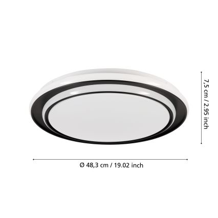 Eglo - LED-taklampa LED/36W/230V Ø 49 cm svart
