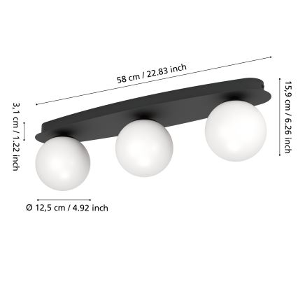 Eglo - LED badrumsplafond 3xG9/4,2W/230V IP44 svart