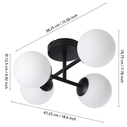 Eglo - LED badrumstaklampa, ytmonterad 4xG9/4,2W/230V IP44, svart
