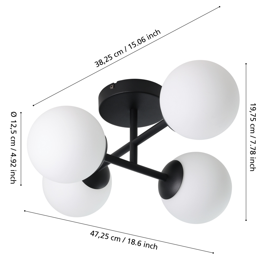 Eglo - LED badrumstaklampa, ytmonterad 4xG9/4,2W/230V IP44, svart