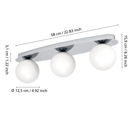 Eglo - LED takarmatur för badrum 3xG9/4,2W/230V IP44 blank krom