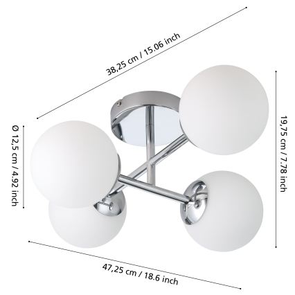 Eglo - LED ytmonterad badrumstaklampa 4x G9/4,2 W/230 V IP44, blank krom