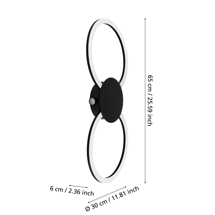 Eglo - LED-vägglampa LED/20W/230V + LED/0,91W svart