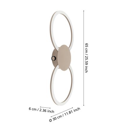 Eglo - LED vägglampa LED/20W/230V + LED/0,91W beige