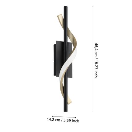 Eglo - LED vägglampa LED/8,8W/230V 2700/4000/6500 svart/guld