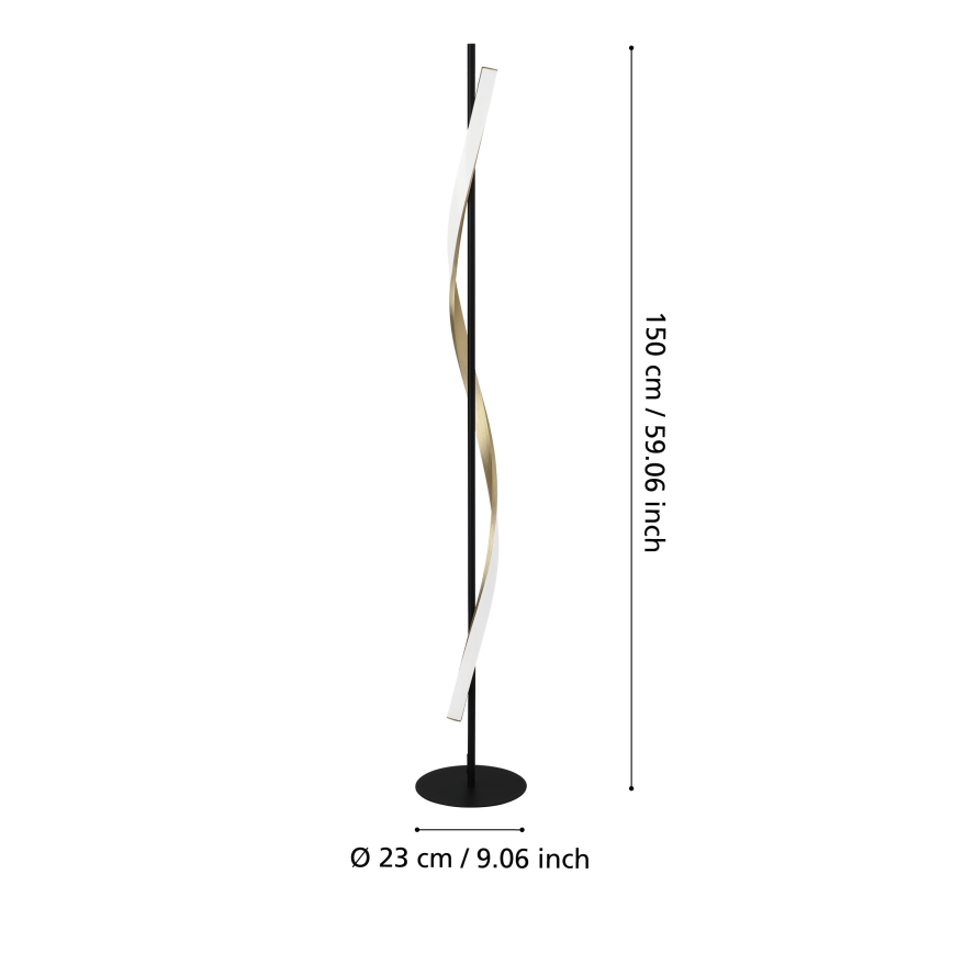 Eglo - LED dimbar golvlampa LED/20W/230V 2700/4000/6500K svart/guld