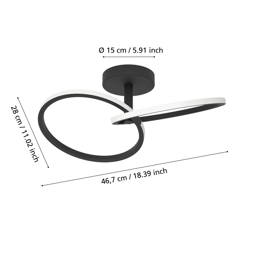 Eglo - LED taklampa LED/12W/230V 2700/4000/6500K svart