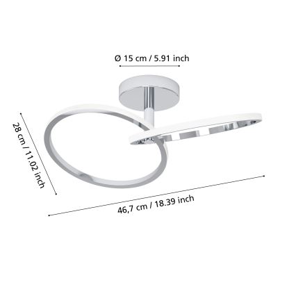 Eglo - LED taklampa LED/12W/230V 2700/4000/6500K blank krom