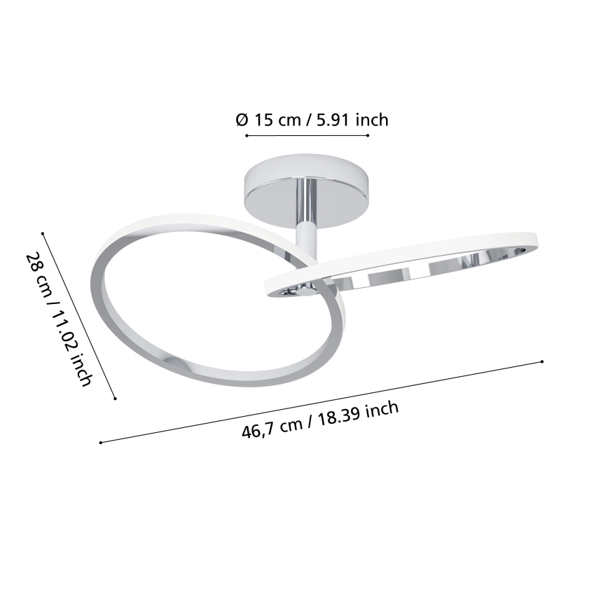 Eglo - LED taklampa LED/12W/230V 2700/4000/6500K blank krom