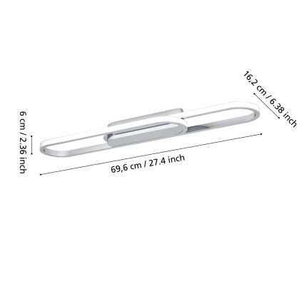 Eglo - LED-taklampa LED/20W/230V 2700/4000/6500K blank krom
