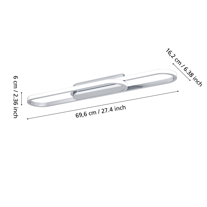 Eglo - LED-taklampa LED/20W/230V 2700/4000/6500K blank krom