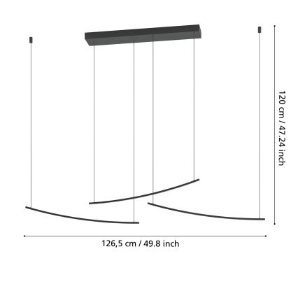 Eglo - LED-dimbar pendellampa på kabel LED/22W/230V 2700/4000/6500K svart
