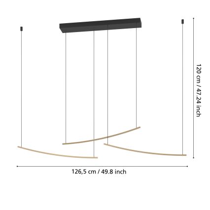 Eglo  - Dimbar LED-pendellampa med vajerupphängning LED/22W/230V 2700/4000/6500K guld