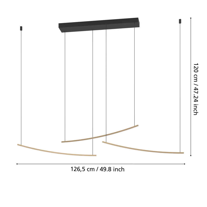 Eglo  - Dimbar LED-pendellampa med vajerupphängning LED/22W/230V 2700/4000/6500K guld