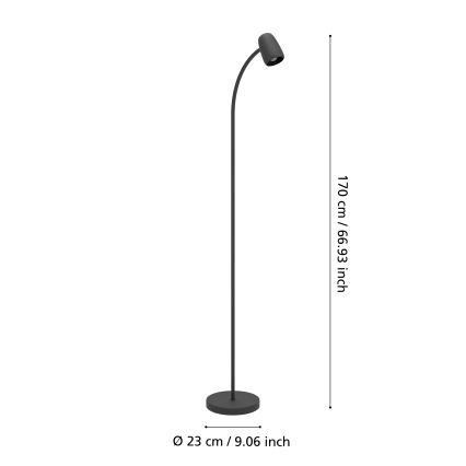 Eglo - Golvlampa 1xE14/18W/230V svart