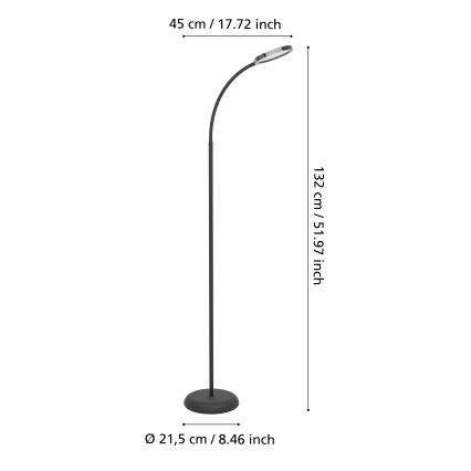 Eglo - LED-dimmbar flexibel golvlampa LED/5,5W/230V 2700/4000/6500K svart