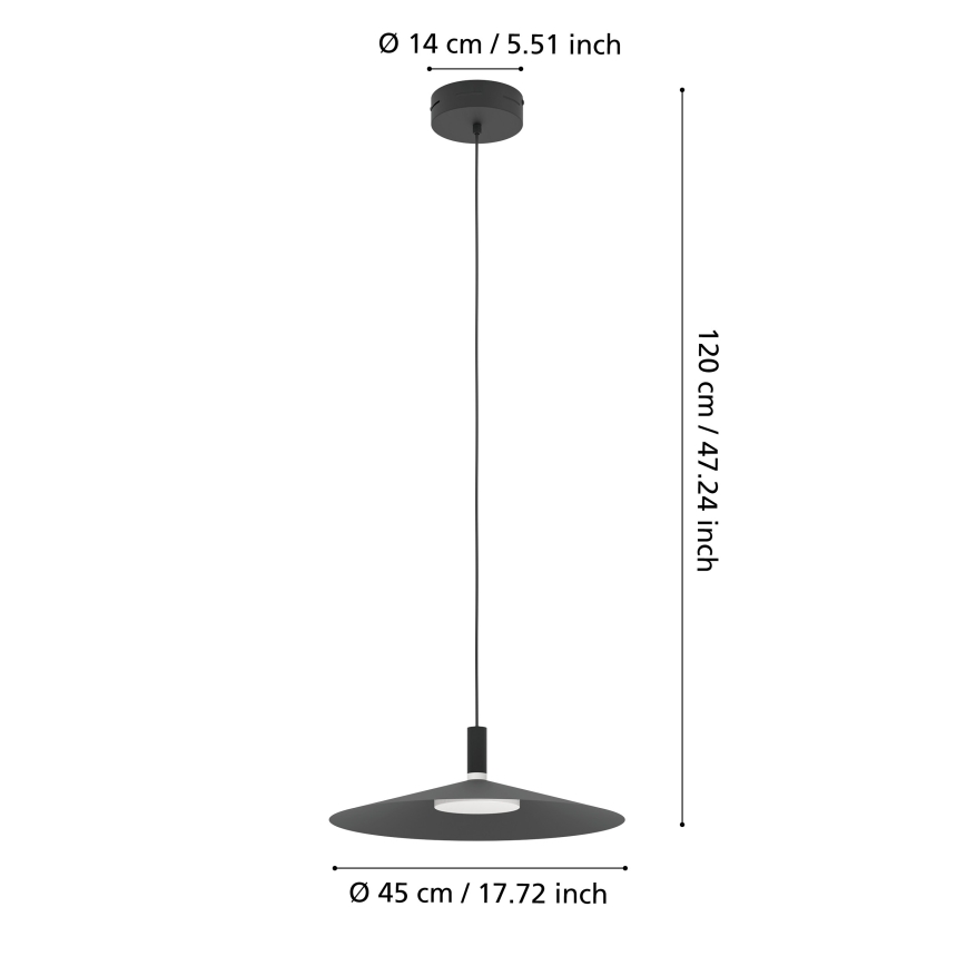 Eglo - LED RGBW dimbar pendellampa på kabel LED/15,5W/230V 2700-6500K svart