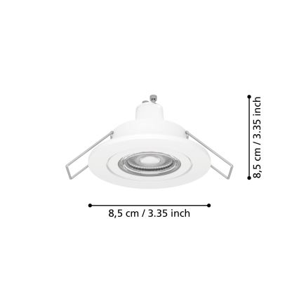 Eglo - LED infälld badrumsspot 1xGU10/4,5W/230V IP44 vit
