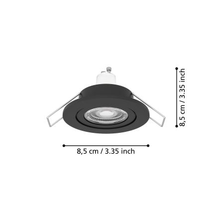 Eglo - LED infälld badrumsspotlight 1xGU10/4,5W/230V IP44 svart