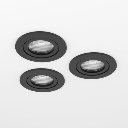 Eglo - Set om 3 LED-infällda badrumsspotlights 1xGU10/4,5W/230V IP44 svart