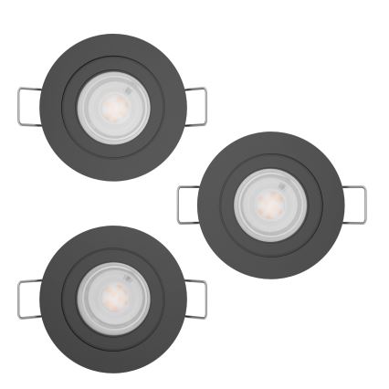 Eglo - Set om 3 LED-infällda badrumsspotlights 1xGU10/4,5W/230V IP44 svart