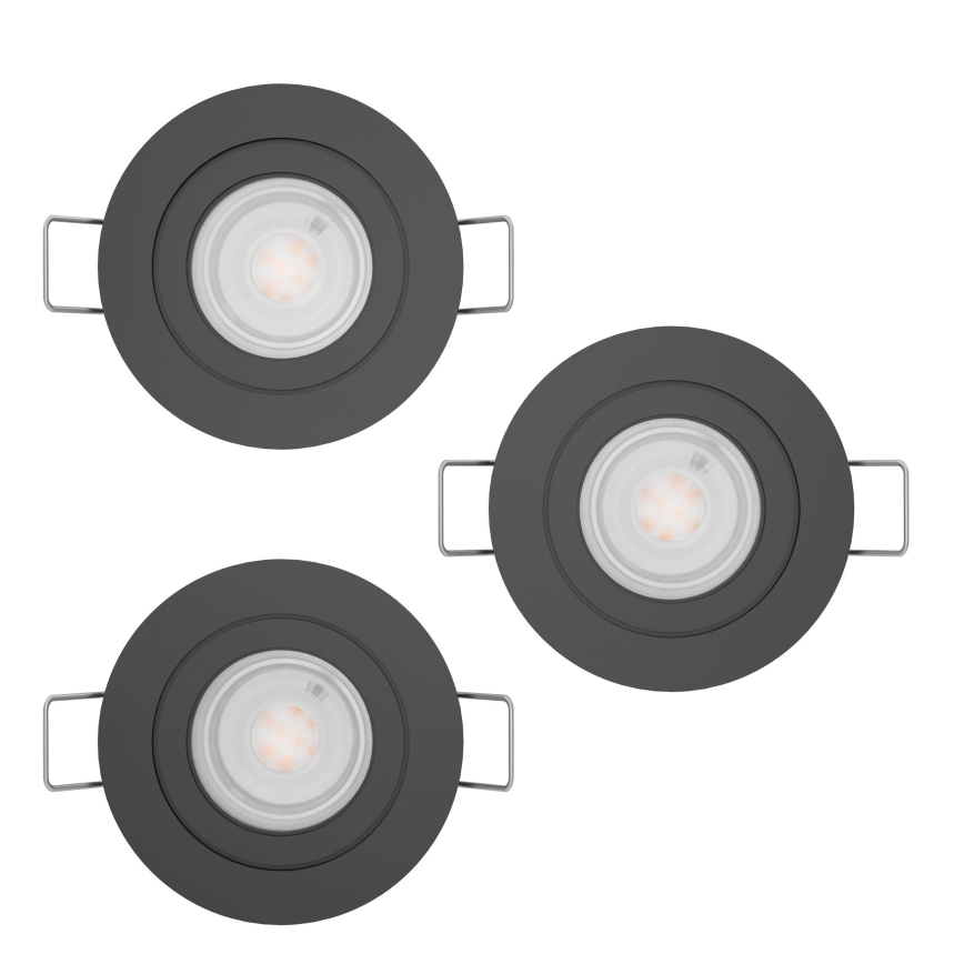Eglo - Set om 3 LED-infällda badrumsspotlights 1xGU10/4,5W/230V IP44 svart