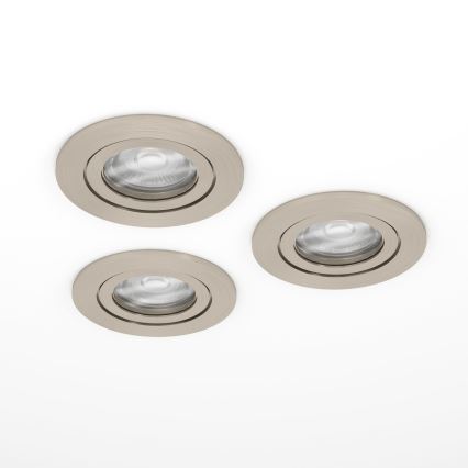Eglo - Set om 3 LED infällda takspottar för badrum 1x GU10/4,5 W/230 V IP44 mattkrom