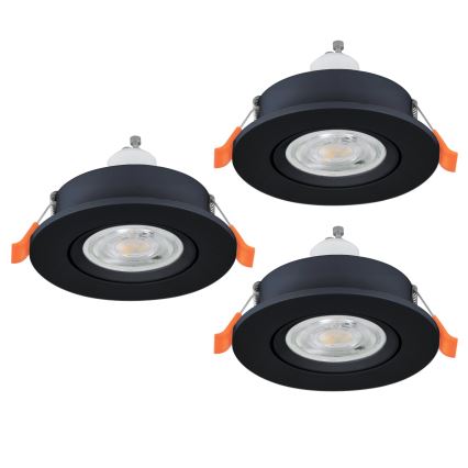 Eglo - 3x LED infällda spotlights 1xGU10/4,5W/230V svart