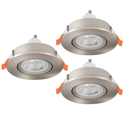 Eglo - 3-pack LED infälld spotlight 1xGU10/4,5W/230V matt krom