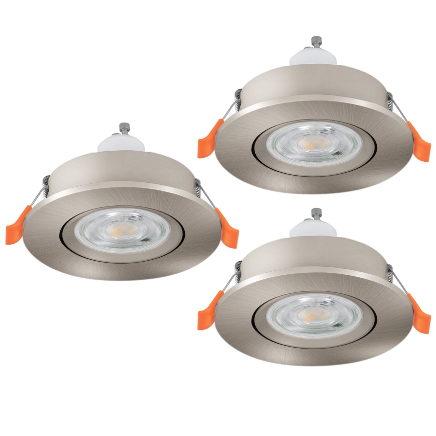 Eglo - 3-pack LED infälld spotlight 1xGU10/4,5W/230V matt krom