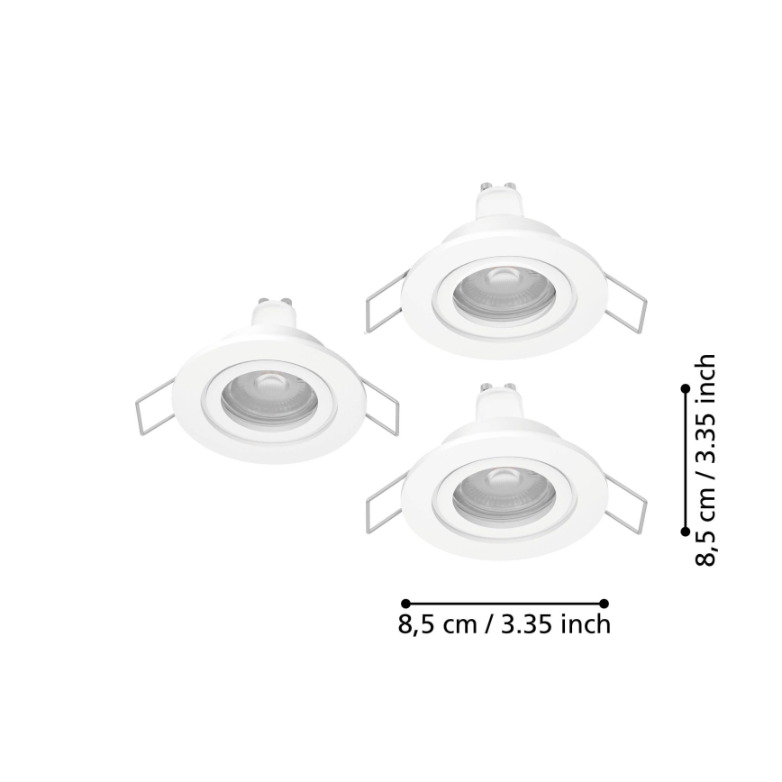 Eglo - Set om 3 LED infälld badrumsspotlampa 1xGU10/4,5W/230V IP44 vit