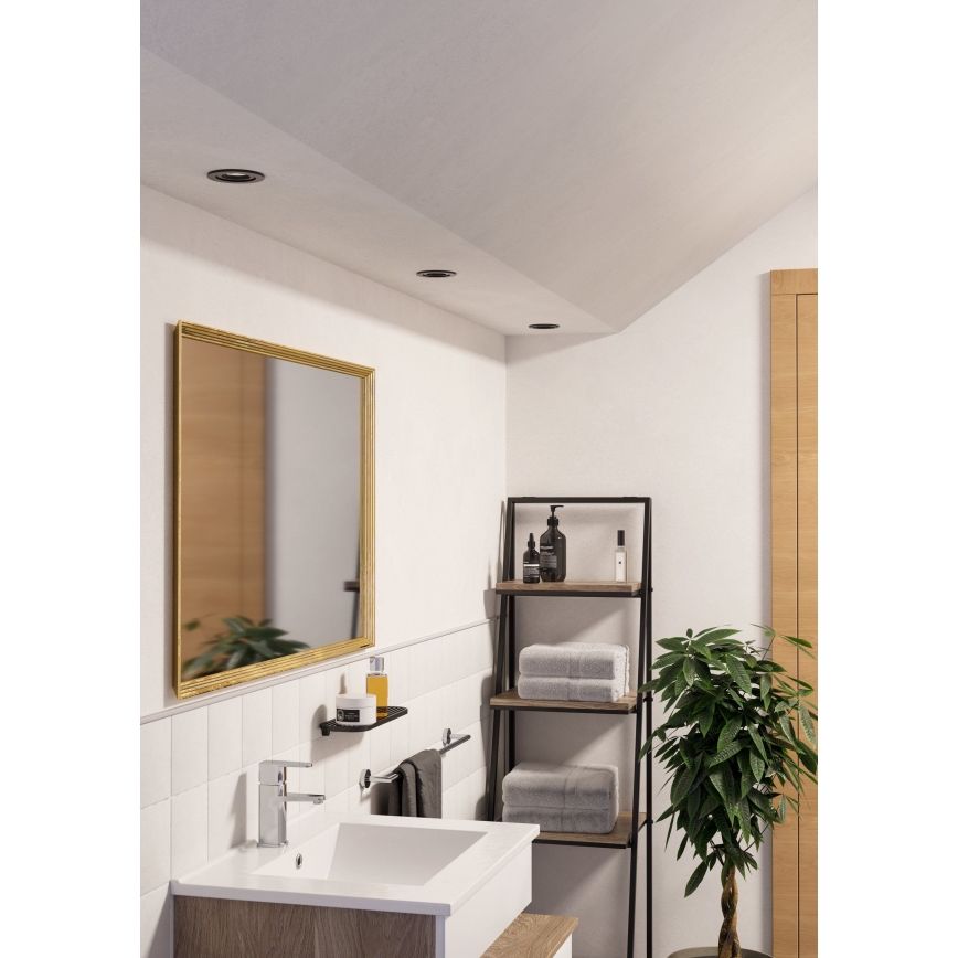 Eglo - LED infälld takspot för badrum 1xGU10/4,5W/230V IP44 svart