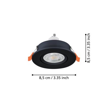 Eglo - LED infälld takspot för badrum 1xGU10/4,5W/230V IP44 svart
