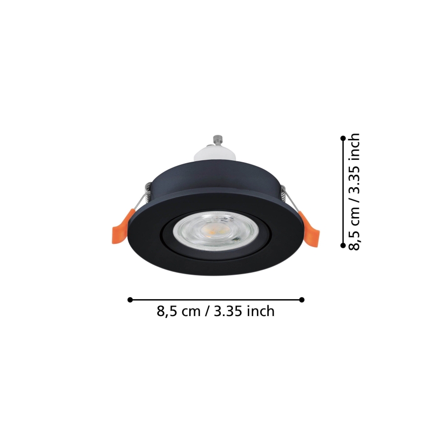 Eglo - LED infälld takspot för badrum 1xGU10/4,5W/230V IP44 svart
