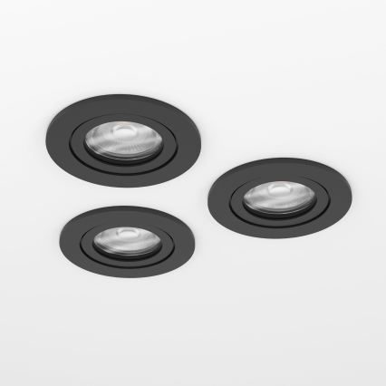 Eglo - Set med 3 LED infällda badrumsspotlights 1xGU10/4,5W/230V IP44 svart