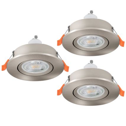 Eglo - Set om 3 LED infällda spotlights 1xGU10/4,5W/230V matt krom