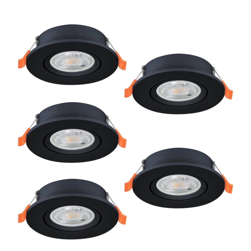 Eglo - Set med 5 LED-infällda spotlampor LED/4,8W/230V 2700/4000/6500K svart